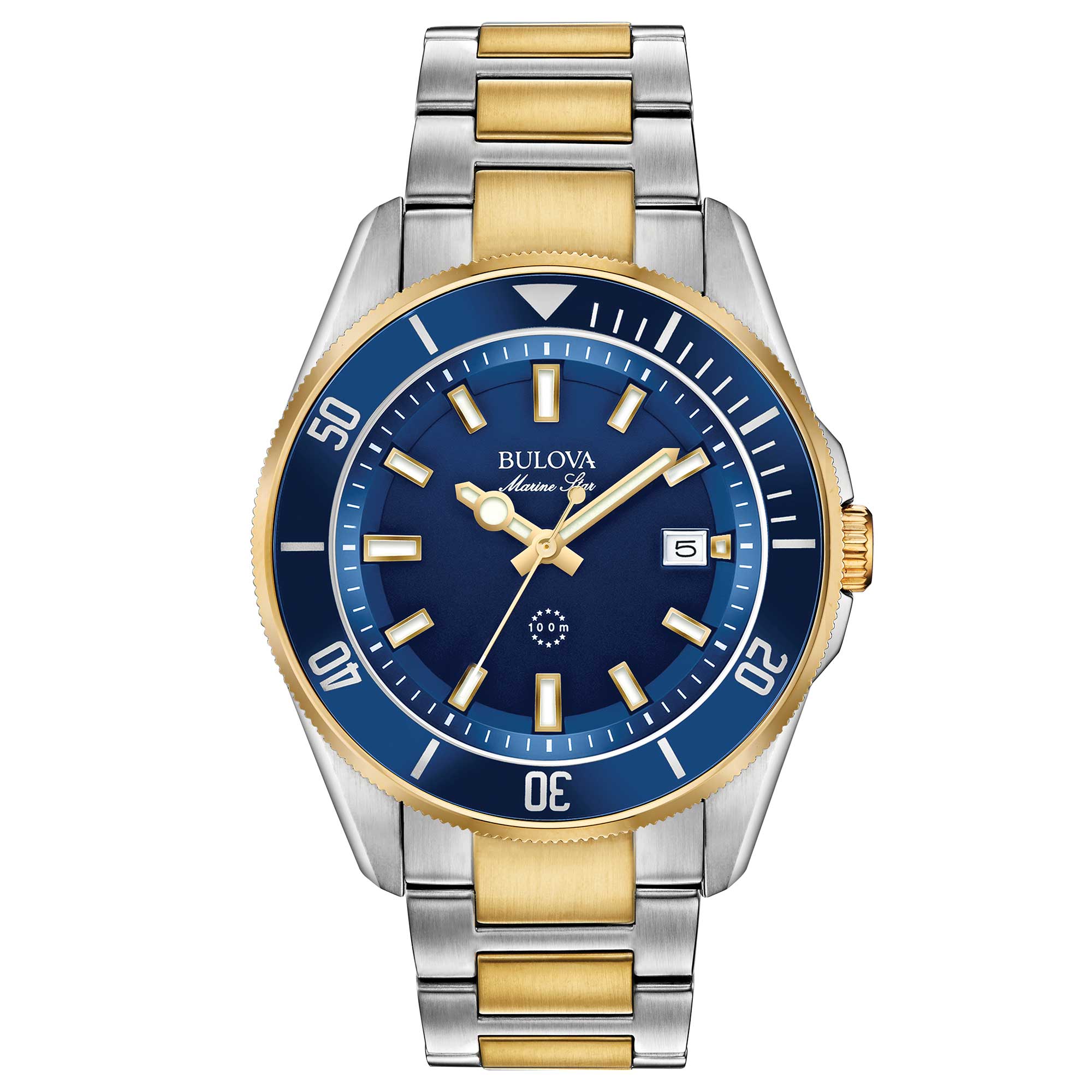 Orologio Uomo Bulova Quarzo Solo Tempo Marine Star Blu Acciaio Bicolore Data 98B334