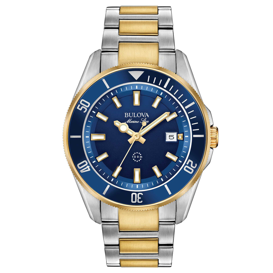 Orologio Uomo Bulova Quarzo Solo Tempo Marine Star Blu Acciaio Bicolore Data 98B334