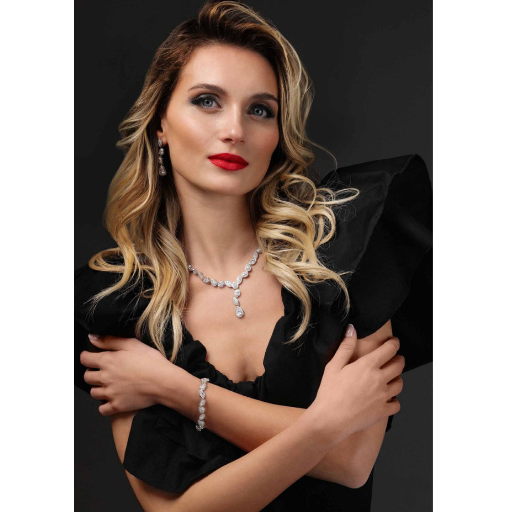Collana Donna Ottaviani Bronzo Tennis Goccia Zirconi Bianchi Maxi 500914C