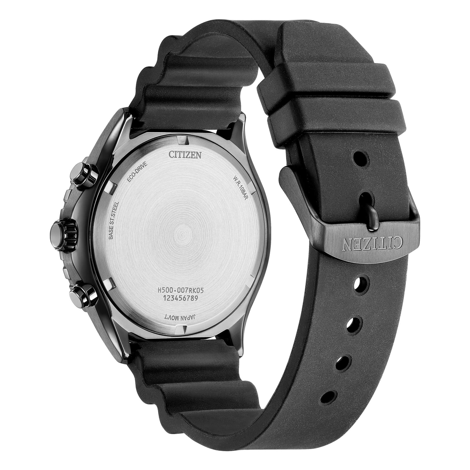 Orologio Uomo Citizen Eco-Drive Cronografo Gomma Sport Azzurro Nero AT2567-18L