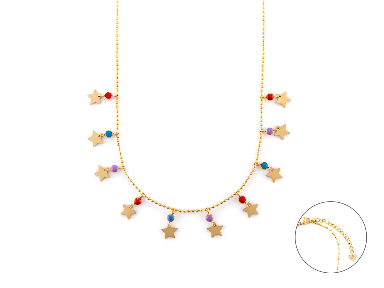 Collana Donna 4US Cesare Paciotti Acciaio Stelle Smalto Arcobaleno 4UCL6532W