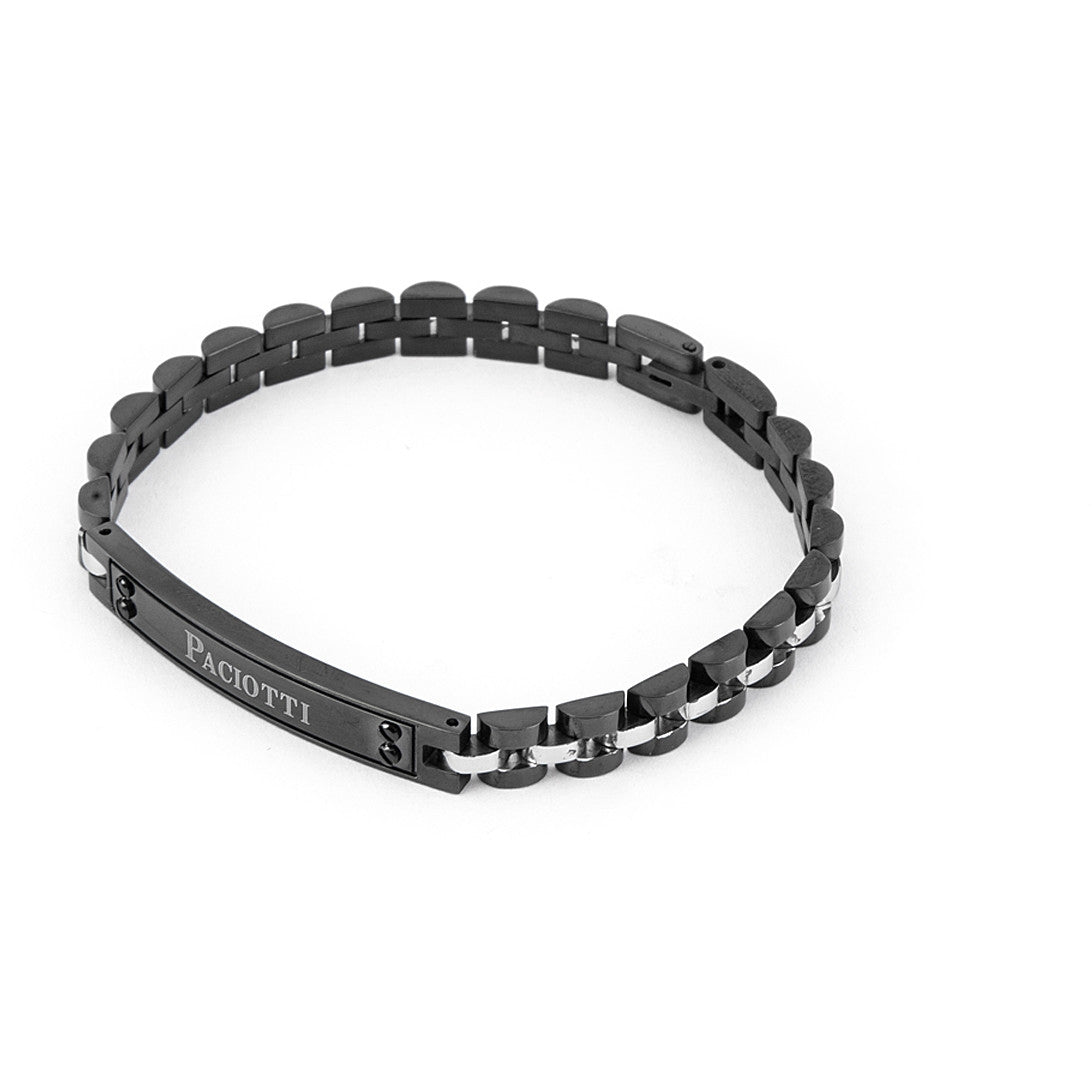 Bracciale Uomo 4US Cesare Paciotti acciaio nero con centrale rigido  4UBR4434