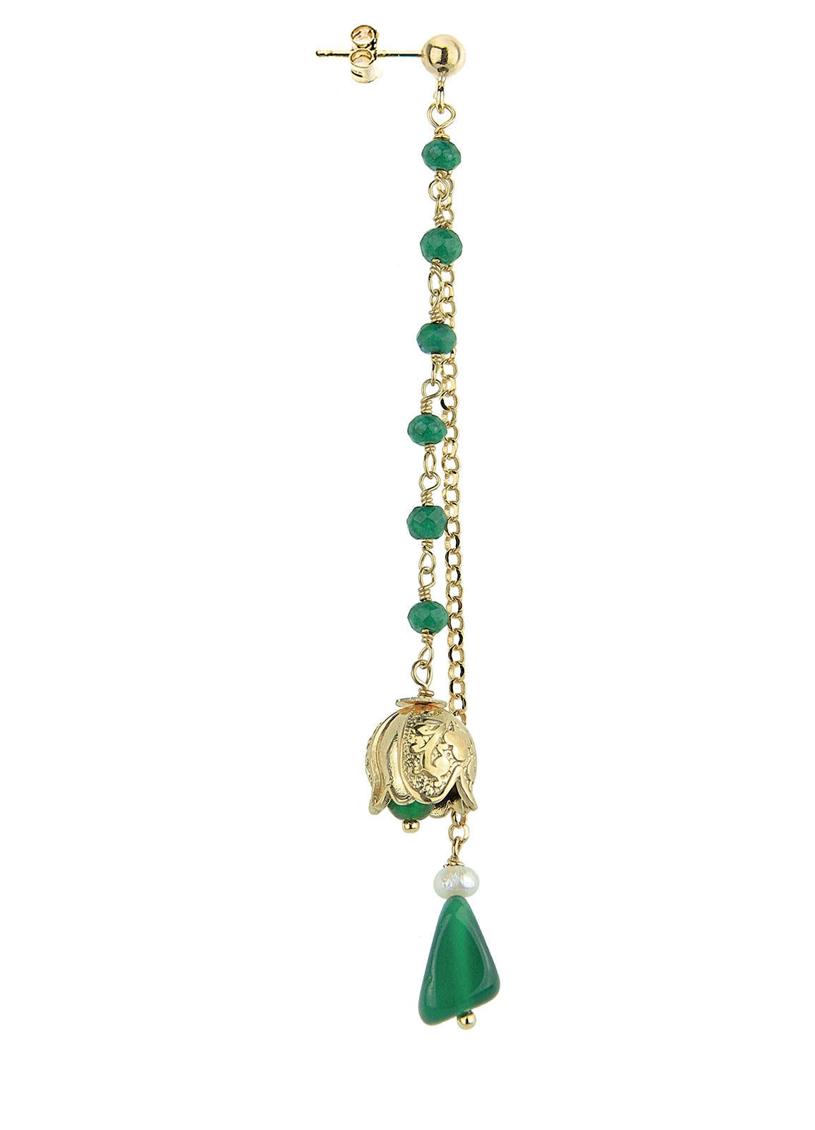 Orecchino Donna Lebole Singolo Rosario Campana Verde