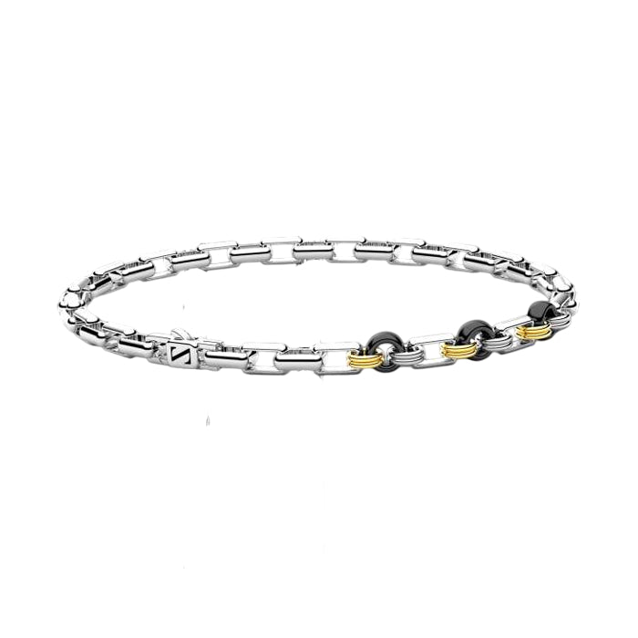 Bracciale Uomo Zancan Catena Argento 925 Oro 18 KT Ceramica ESB410G