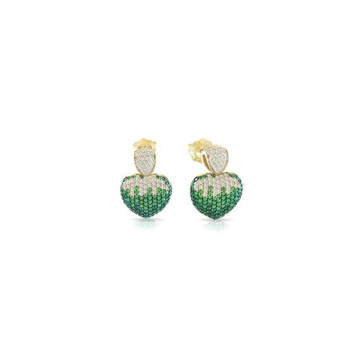 Orecchini Donna Sogni Argento 925 Cuori Zirconi Verdi E Bianchi OR054GV