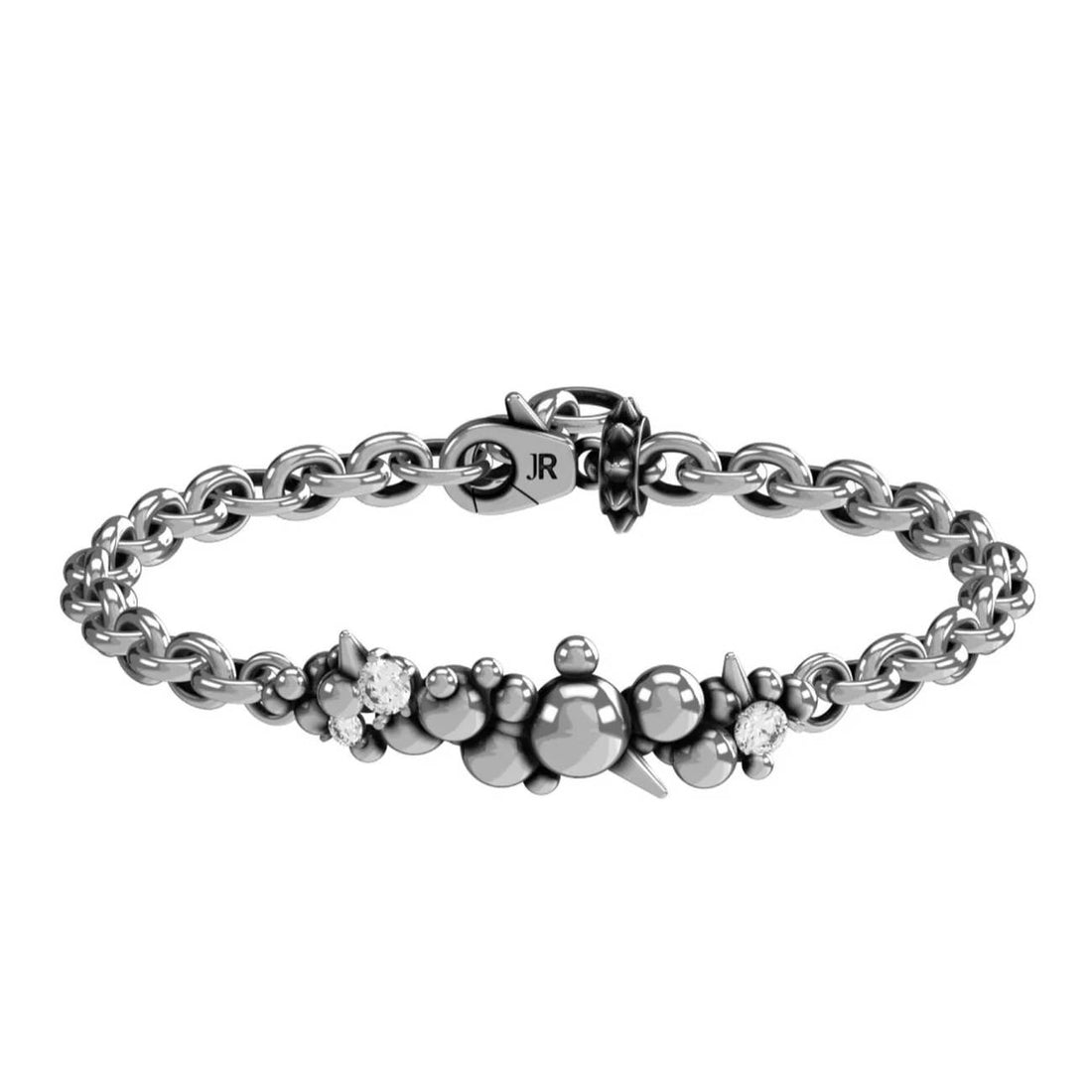 Bracciale Unisex John Richmond Borchie Diamanti Bronzo Argentato JRMB01BW