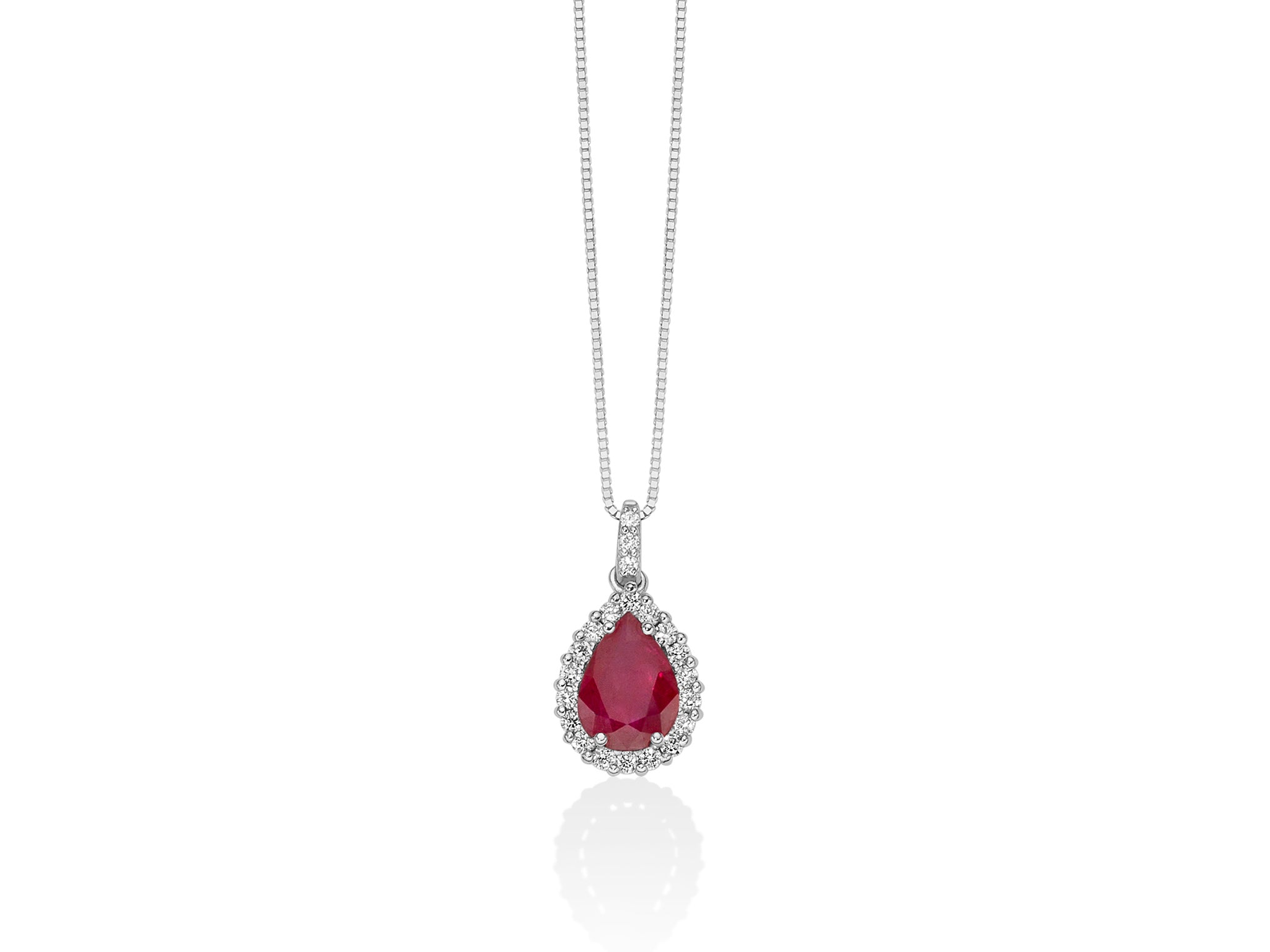 Collana Donna Miluna Oro Bianco 18 KT Diamanti Rubino Rosso CLD4439