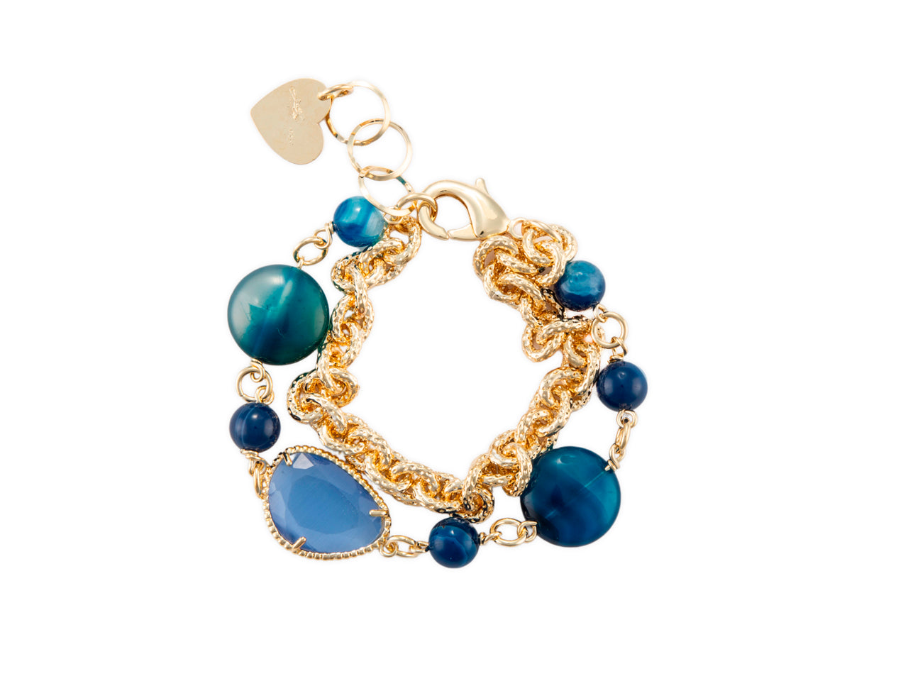 Bracciale Donna Acciaio dorato 4US cesare paciotti con Agata blu 4UBR7248W