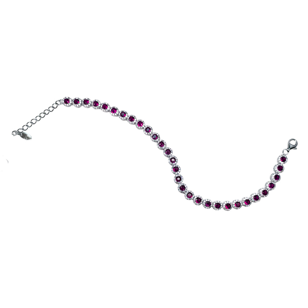 Bracciale Unisex Angelic Re Mida Tennis Argento Zirconi Bianchi Rossi Tennis-19