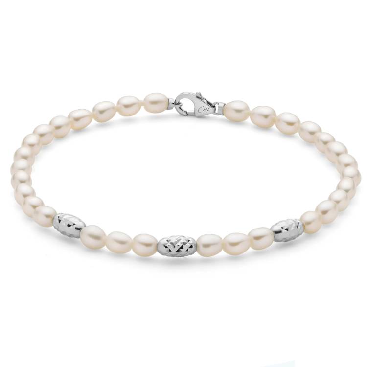 Bracciale Donna Miluna Perle Pepite Argento Diamantato PBR3641B