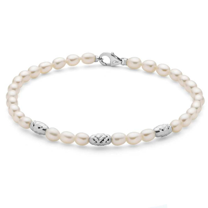 Bracciale Donna Miluna Perle Pepite Argento Diamantato PBR3641B