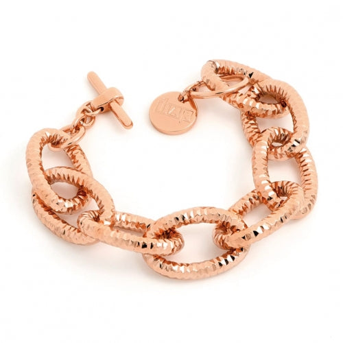 Bracciale Donna Unoaerre Bronzo Dorato Rosa Catena Forzatina 512560