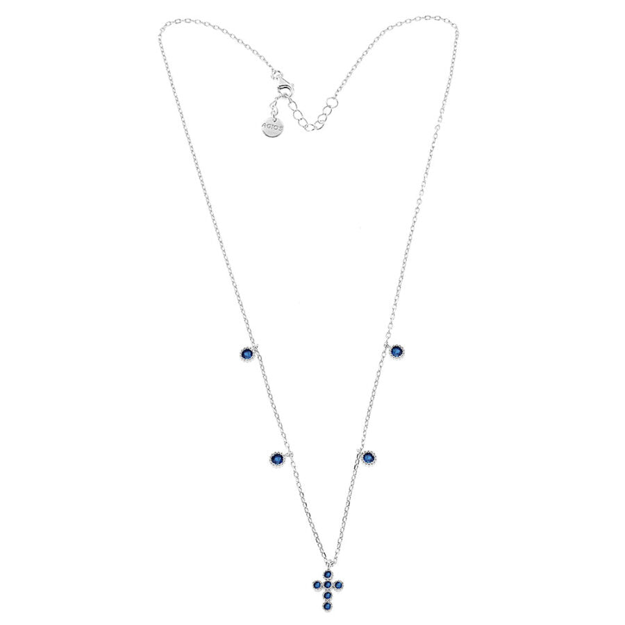 Collana Icona Crucis Zirconi Blu Argento 925 AGI1003/C