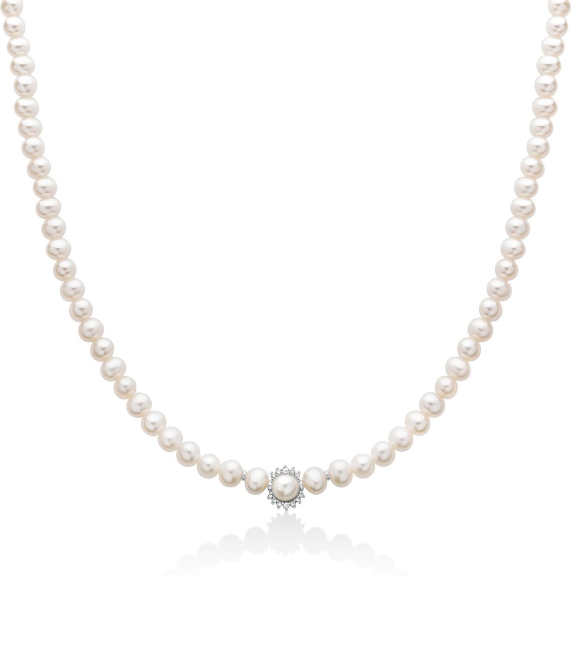 Collana Donna Miluna Filo Perle Girocollo 18 KT Diamanti PCL6584