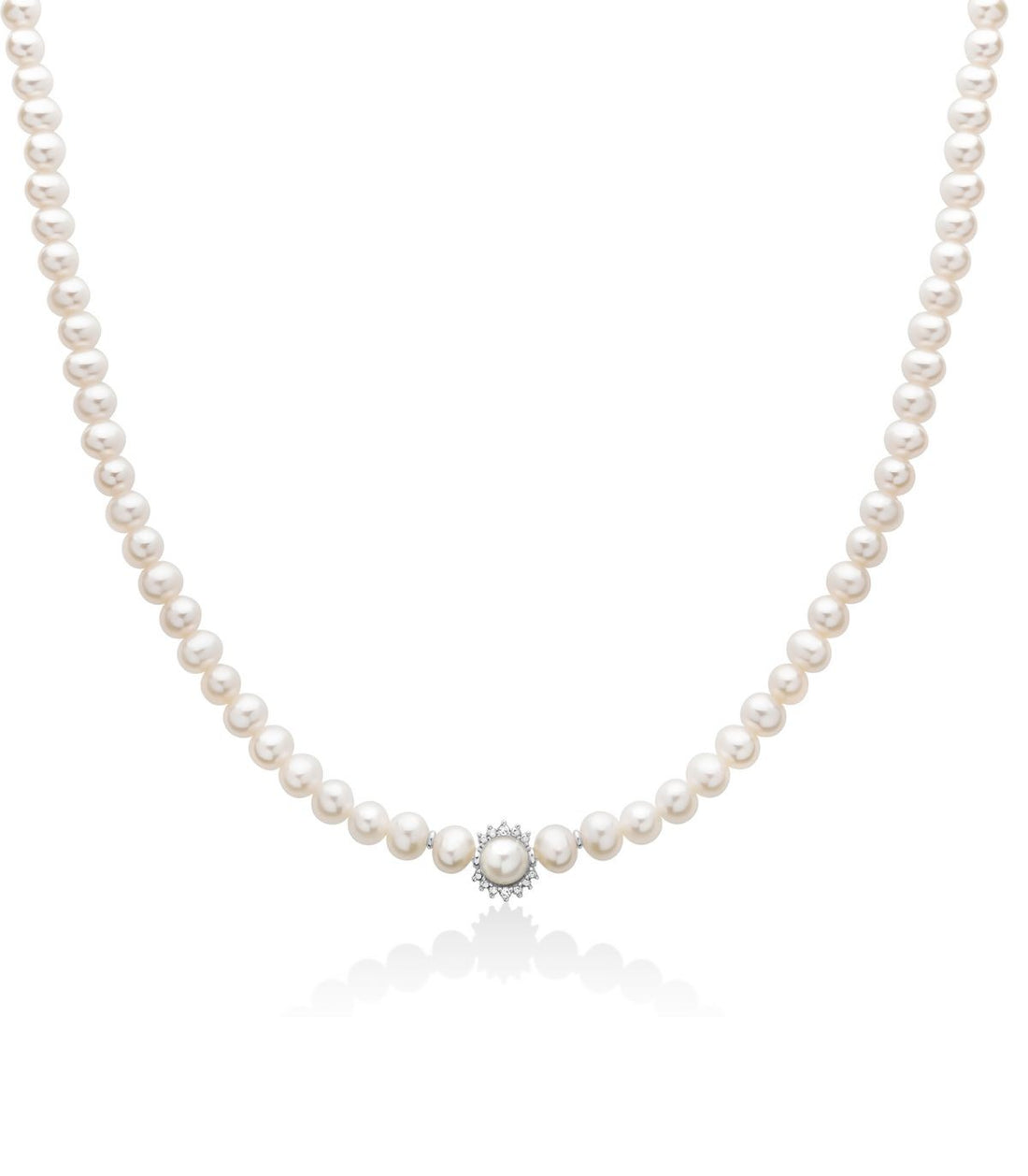Collana Donna Miluna Filo Perle Girocollo 18 KT Diamanti PCL6584
