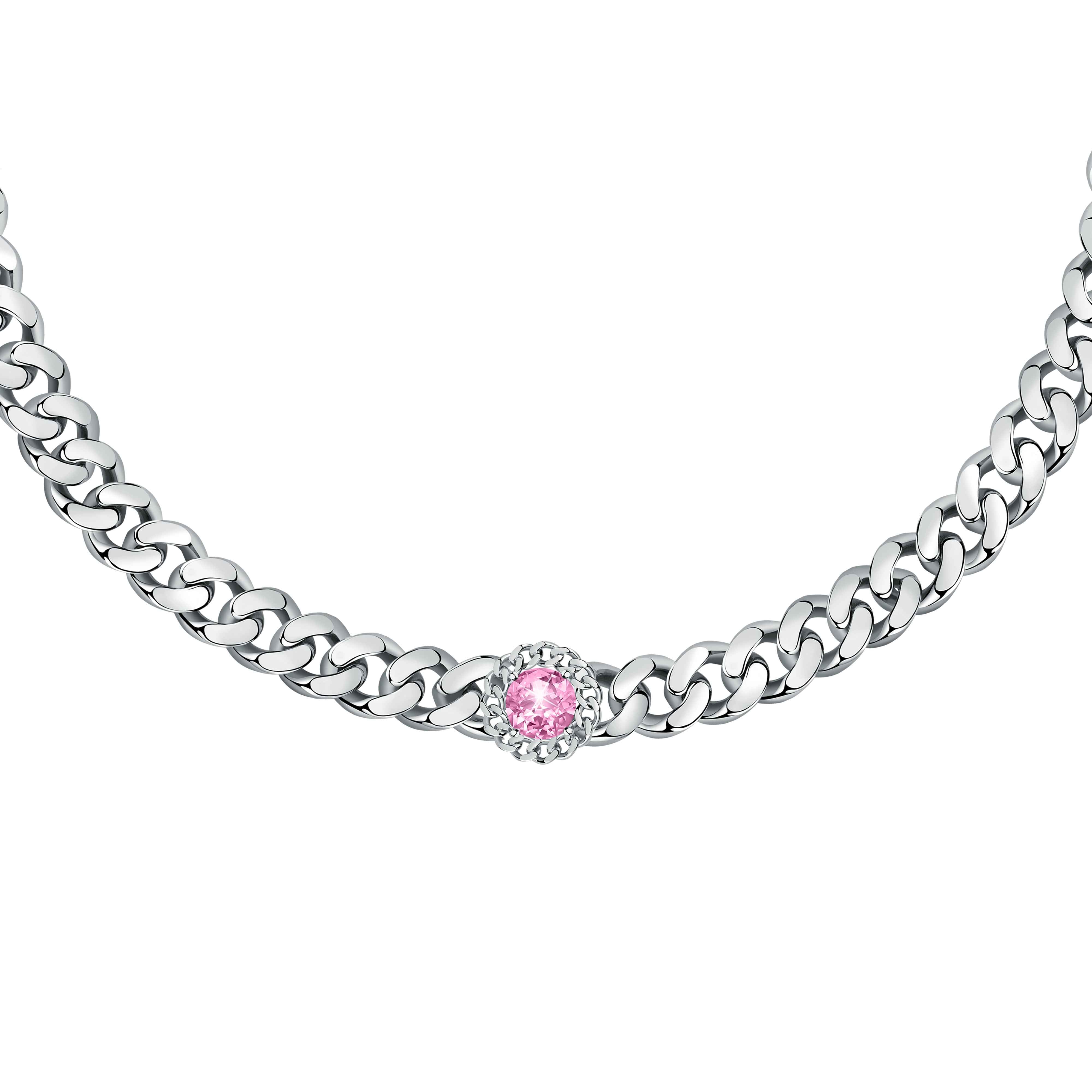 Collana Donna Chiara Ferragni Groumette Ciondolo Zirconi Bianchi Rosa