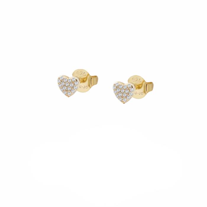 Orecchini Donna Liu Jo Argento 925 Dorato Cuore Zirconi Bianchi ALJ316