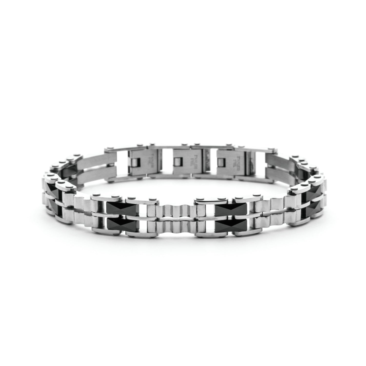 Bracciale Uomo 4US Cesare Paciotti Acciaio Maglia Talloni Ceramica Nero 4UBR5596