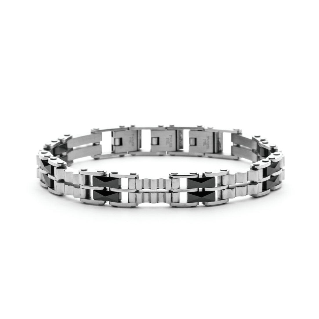 Bracciale Uomo 4US Cesare Paciotti Acciaio Maglia Talloni Ceramica Nero 4UBR5596
