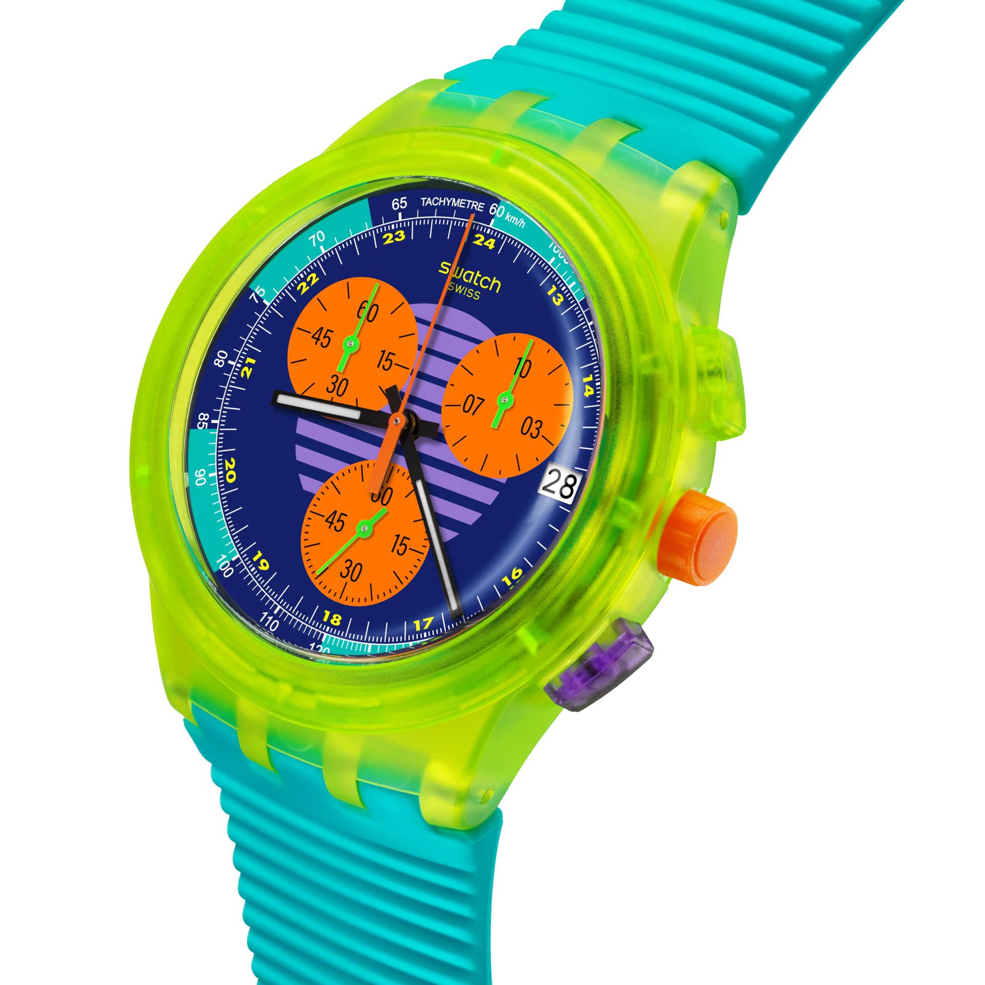 Orologio Unisex Swatch Neon Wave 1991 Crono Data SUSJ404