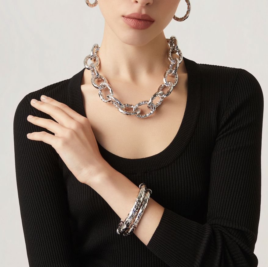 Bracciale Donna Giovanni Raspini Argento 925 Rigido Bangle Rock Grande 11673