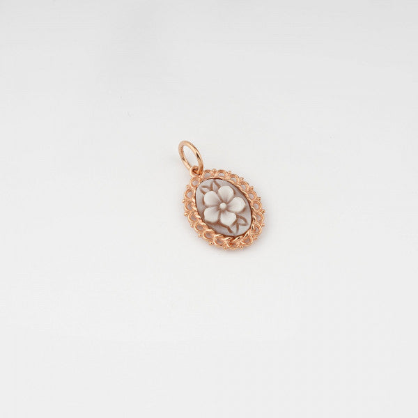 Ciondolo Donna Cameo Italiano Argento Dorato 925 Fiore P109S-G