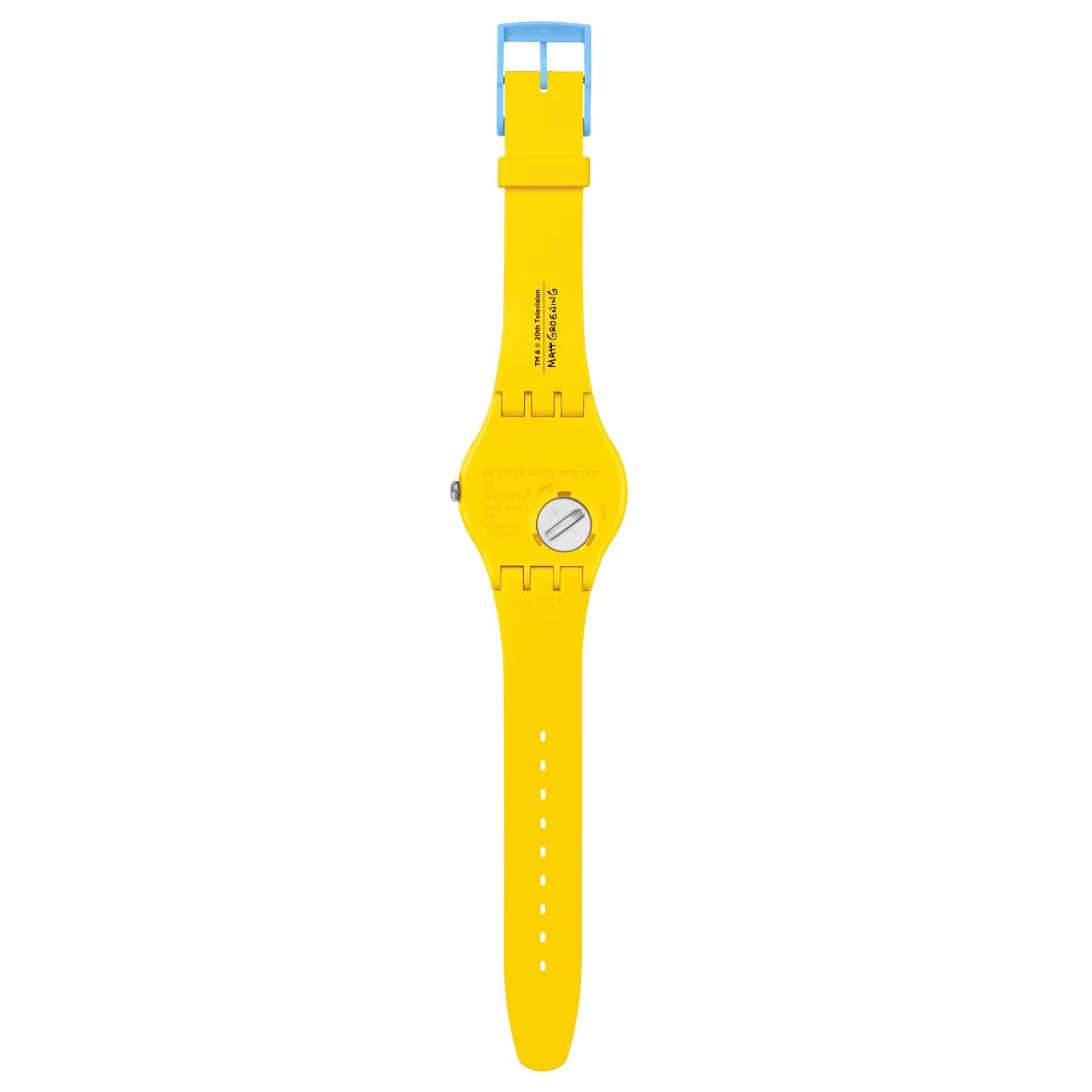 Orologio Unisex Swatch The Simpson Ciambella Homer Quarzo Solo Tempo Giallo SO29Z134