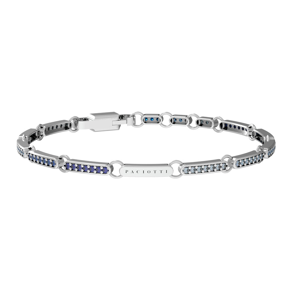 Bracciale Uomo Cesare Paciotti Tennis Argento Spinelli Azzurri Blu JPBR5051B