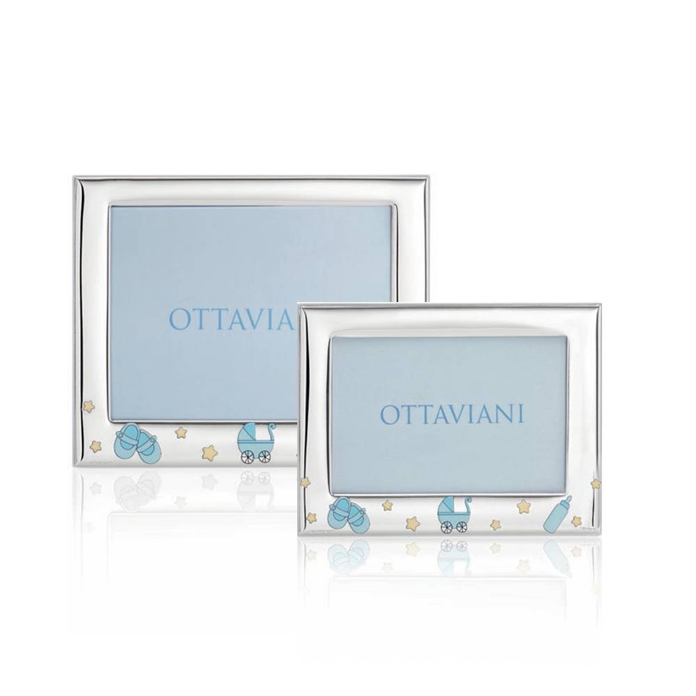 Portafoto Ottaviani Argento 999 Nascita Bimbo Culla Passegino 13x18 7019AC