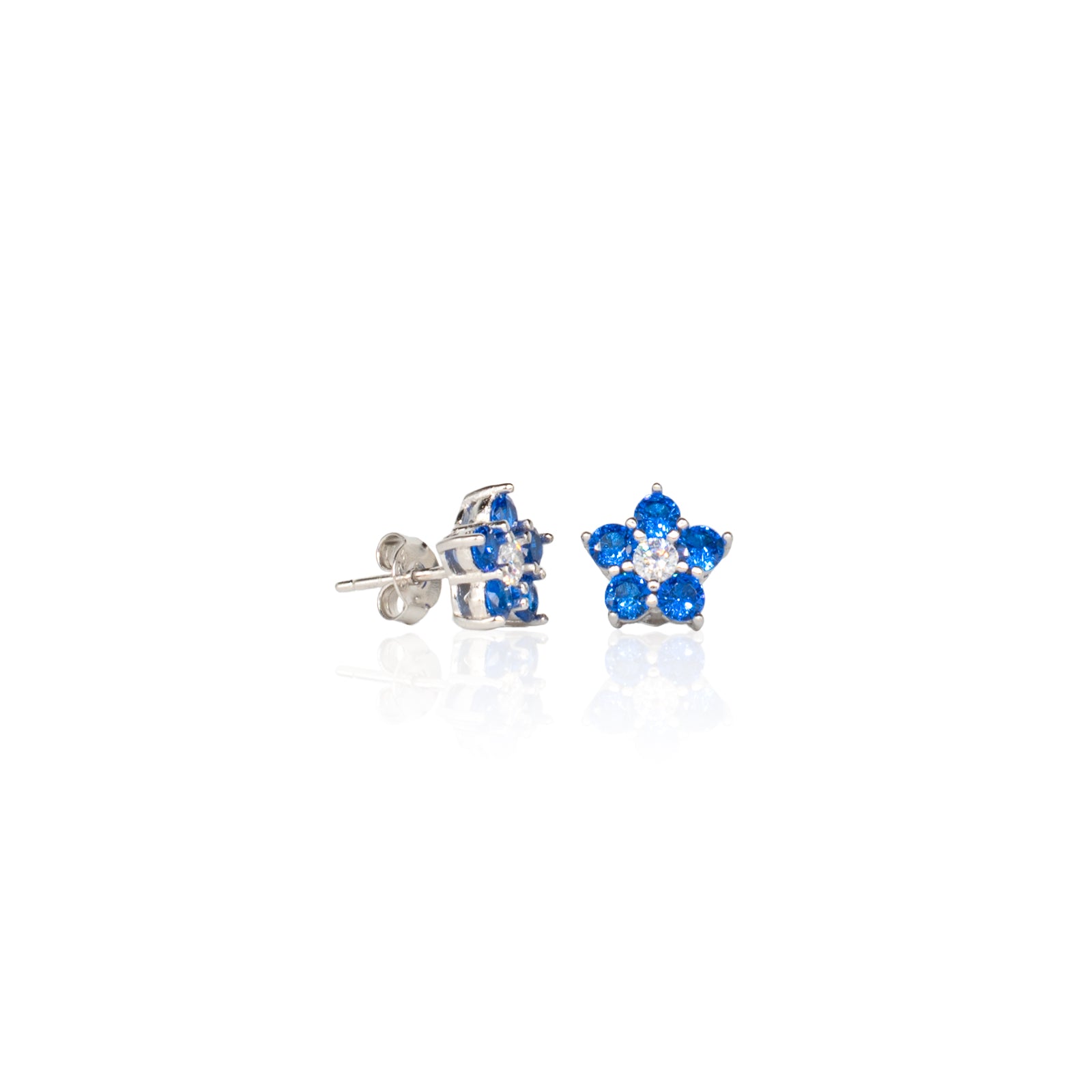 Orecchini Donna Re Mida Argento 925 Con Zirconi Blu E Bianchi O020