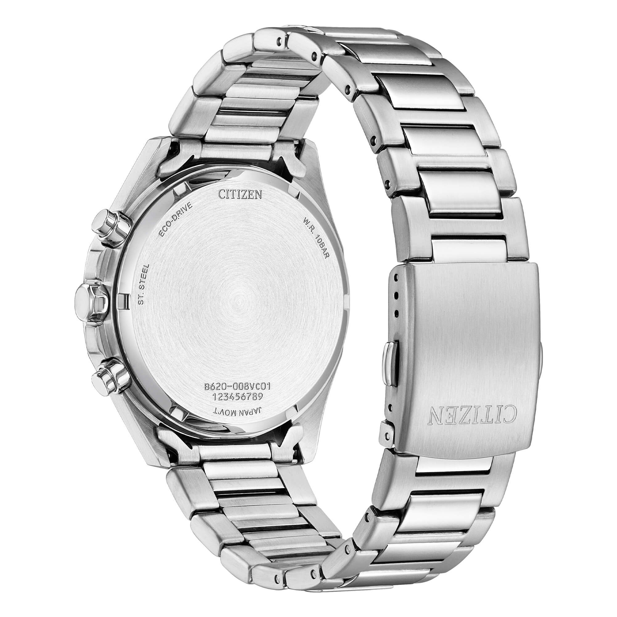 Orologio Uomo Citizen Eco-Drive Cronografo Acciaio Ottagonale Nero CA4590-81E