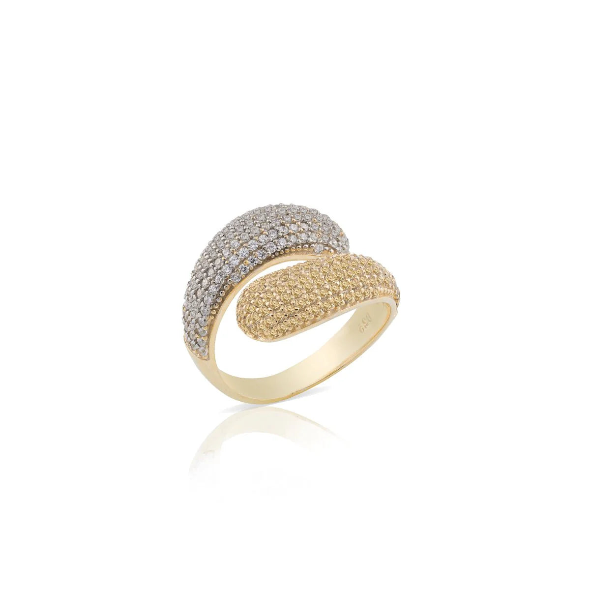 Anello Donna Sogni Argento Bicolore 925 Incrocio Zirconi Bianchi AN089GBC/14