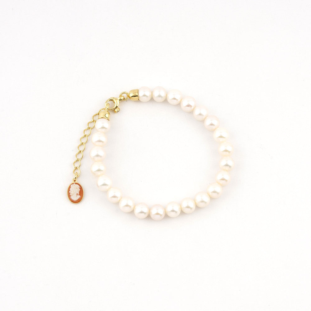 Bracciale Donna Cameo Italiano Argento Dorato 925 Dea Perle BP6575-G
