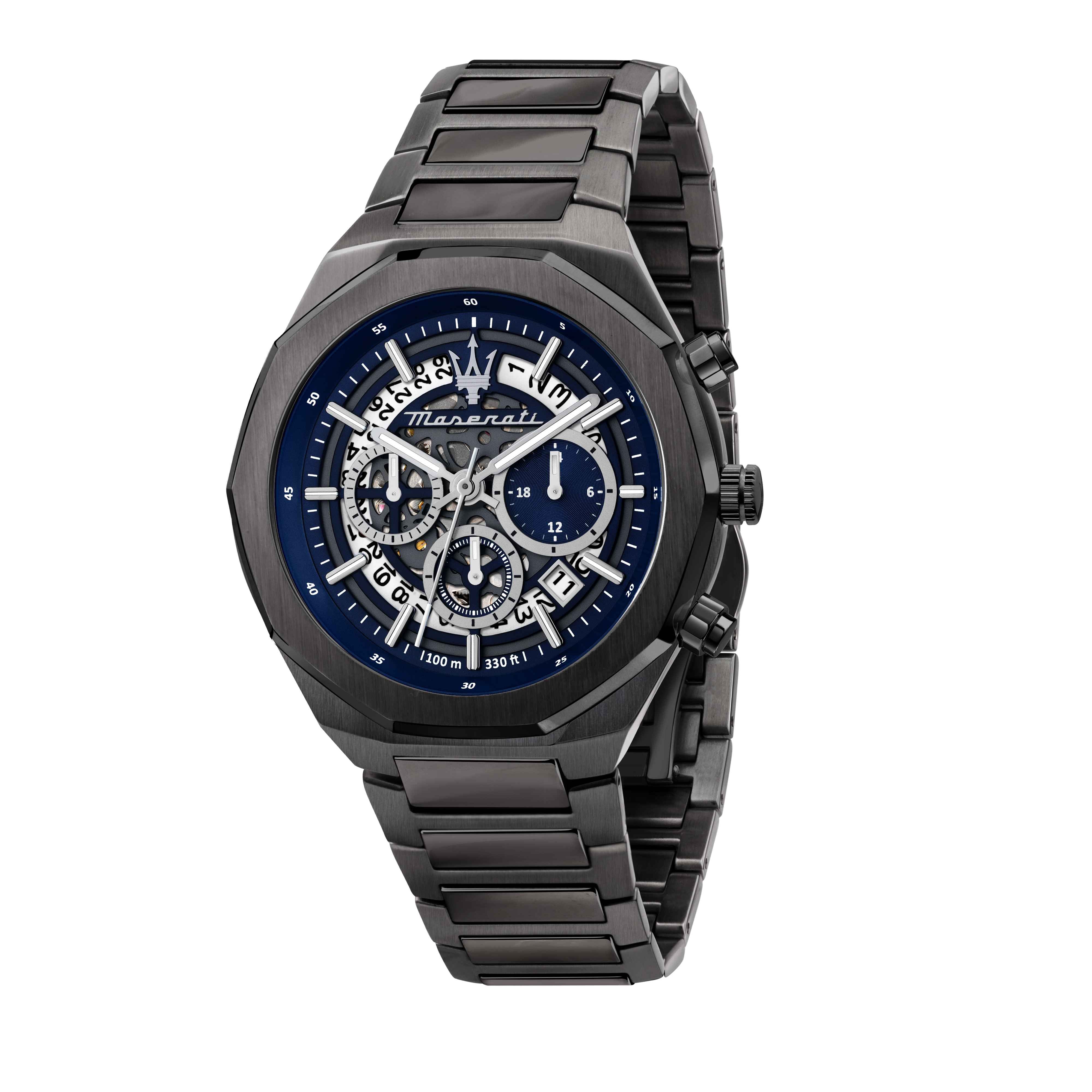 Orologio Uomo Maserati Acciaio Nero PVD Quarzo Cronografo Blu Data R8873642012