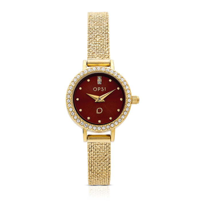 Orologio Donna Ops Zirconi ALLURE Bordeaux Oro OPSPW-1219-2950