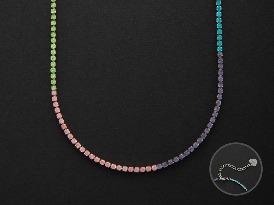 Collana Donna 4US Cesare Paciotti Acciaio Tennis Zirconi Colorati 4UCL5858W