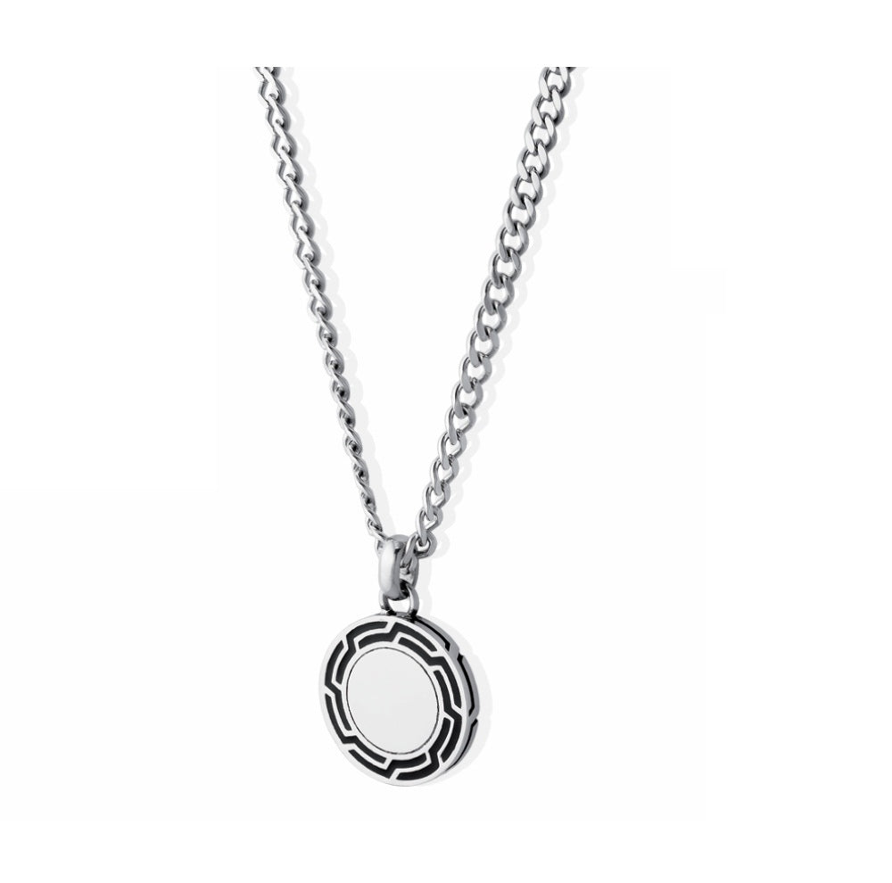 Collana Uomo Liu Jo Acciaio con targhetta rotonda MLJ580