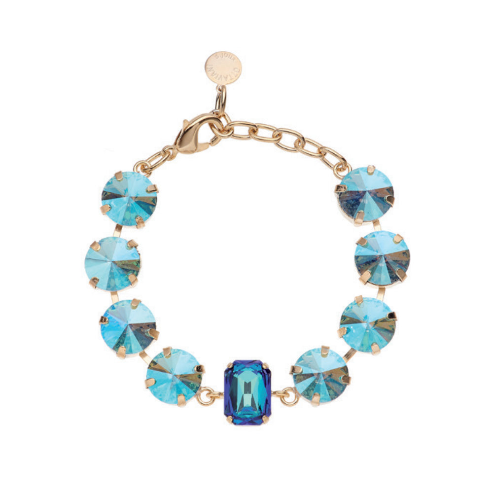 Bracciale Donna Ottaviani Bronzo Dorato Tennis Zirconi Blu 500955B