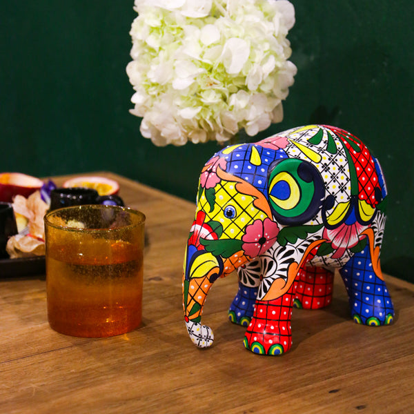 Scultura Elefante OnlyLux Resina Talavera de la Reina cm 15 Dipinto A Mano 8858831272712