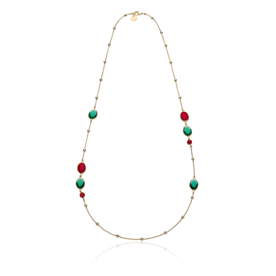 Collana Donna Unoaerre Bronzo Dorato Biglie Catena Lunga Pietre Incastonate 540262