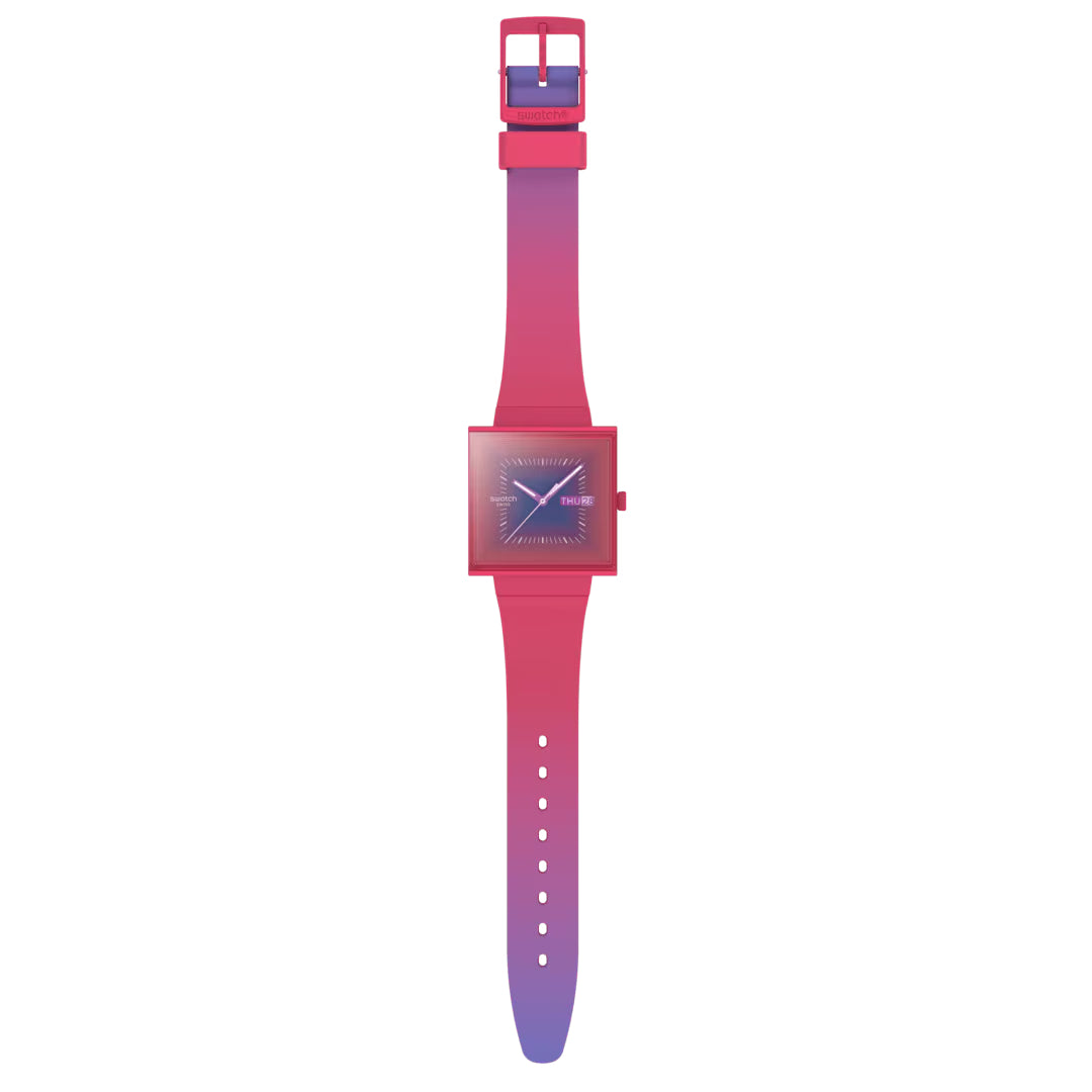 Orologio Unisex Swatch What IF SQUARELY BERRY Cassa Quadrata Rosa SO34R700
