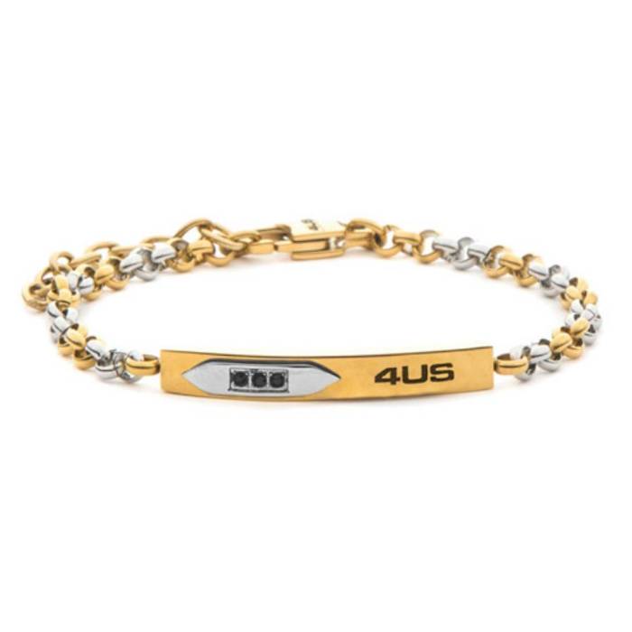Bracciale Uomo 4US Cesare Paciotti Acciaio Bicolore Zirconi Neri 4UBR8669