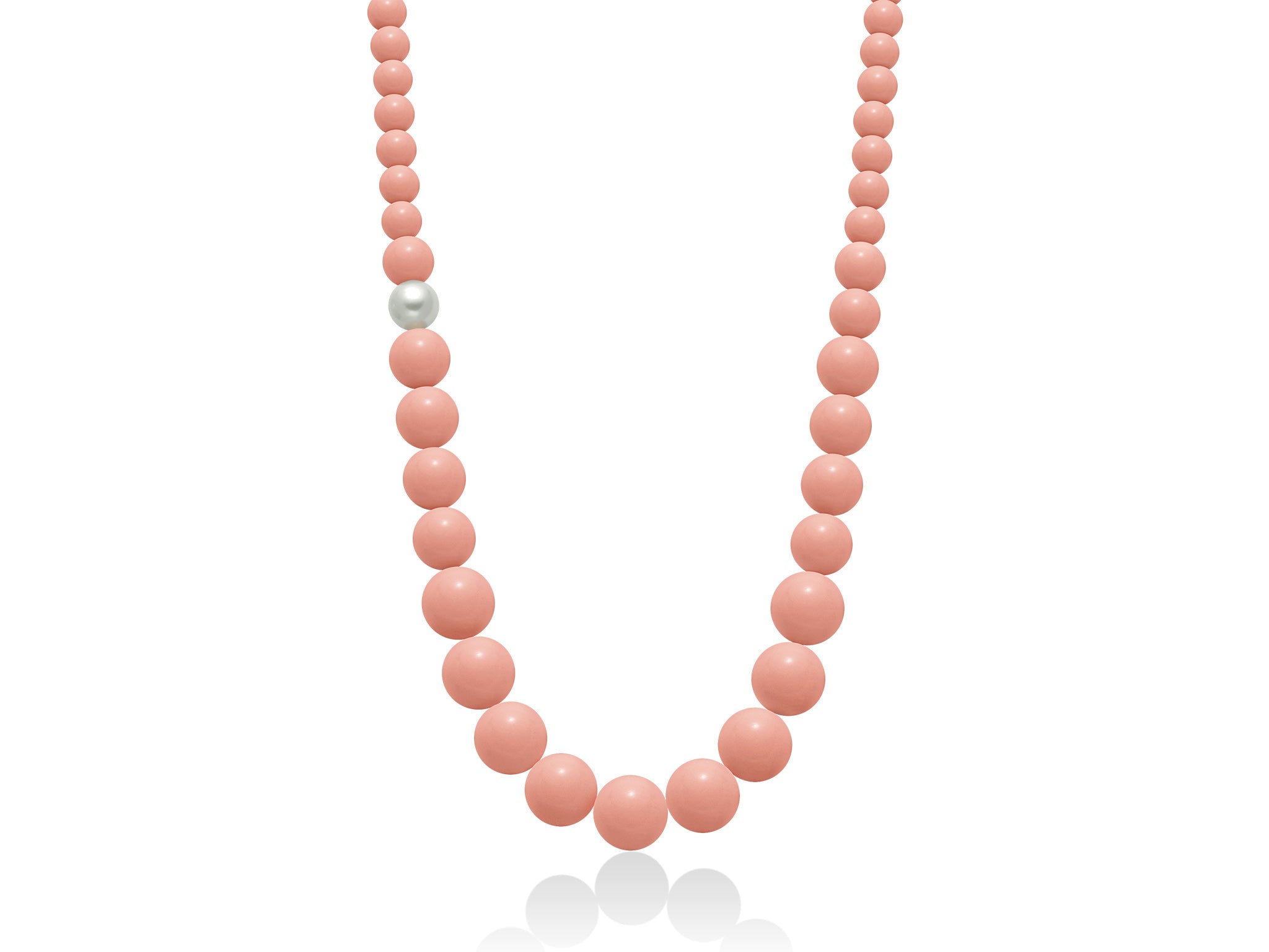 Collana Donna Argento 925 Miluna Perla Pasta Di Corallo Rosa 9,5-10 mm PCL5077