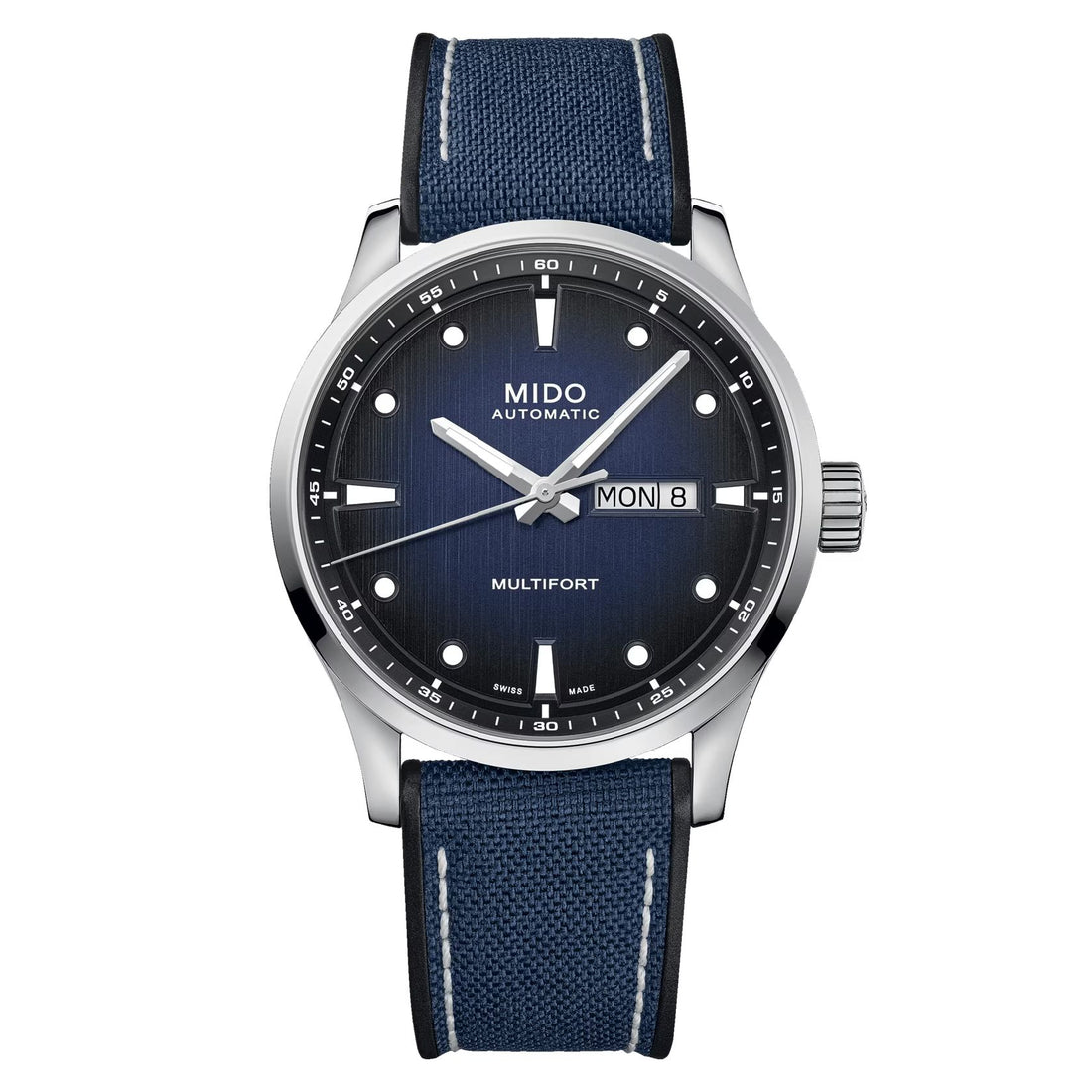 Orologio Uomo Mido Automatico Multifort Acciaio Doppia Data Blu M0384301704100