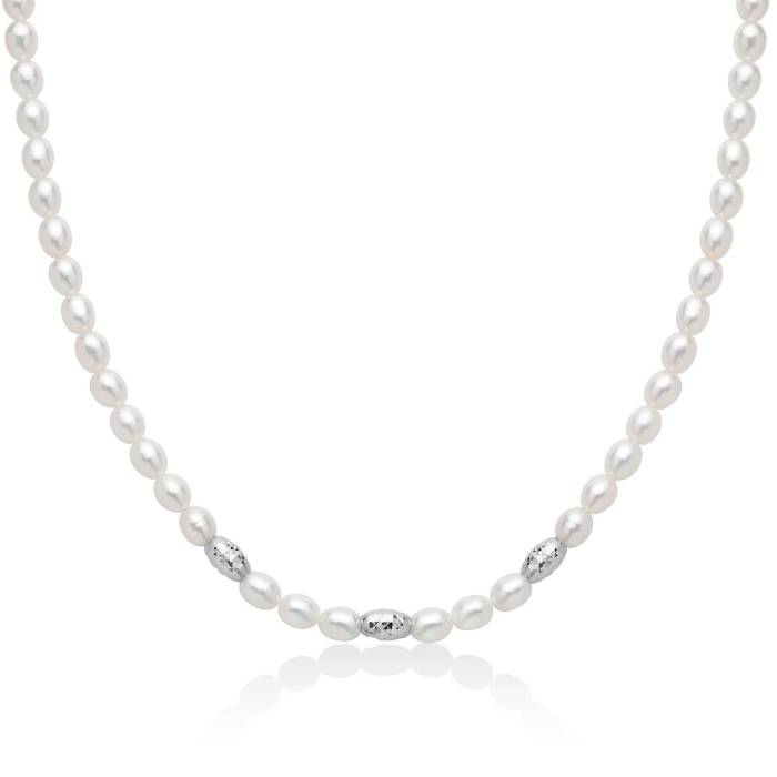 Collana Donna Miluna Perle Pepite Argento Diamantato PCL6653B