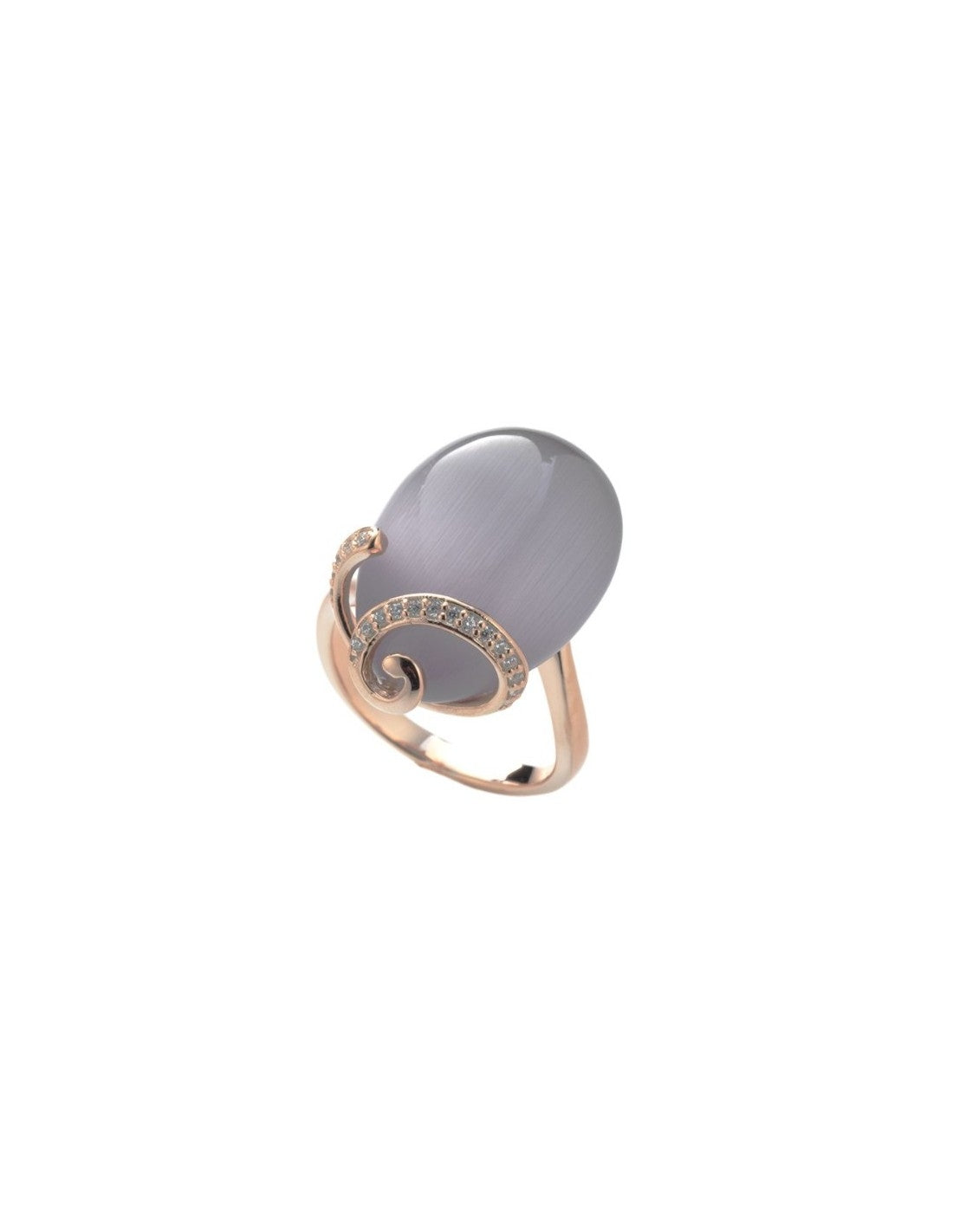 Anello Tatiana Fabergé in Argento con occhio di gatto glicine e Zirconi – Olga – R1201V
