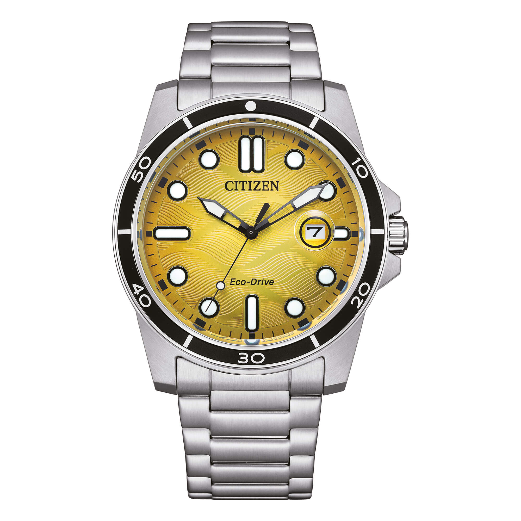 Orologio Uomo Citizen Eco-Drive Acciaio Giallo Ocra Onde AW1816-89X