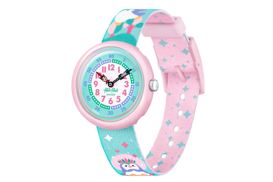 Orologio Bambina Swatch Flik Flak Brave Pinguins Quarzo Solo Tempo Rosa ZFBNP206