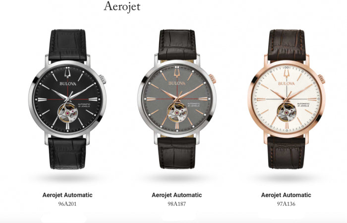 Orologio Uomo Bulova Automatico Aerojet Open Heart Pelle Marrone Acciaio Rosè 97A136