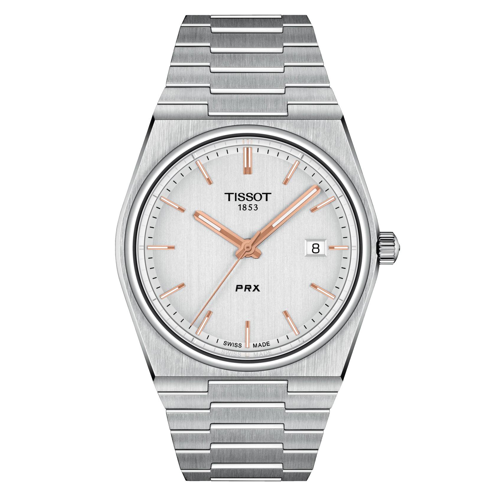 Orologio Uomo Tissot PRX Acciaio Quarzo Data Bianco Satinato T1374101103100